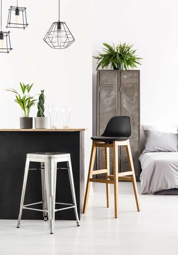 Hoker Paris 75 cm metaliczny bez oparcia industrialny do wyspy kuchennej inspirowany Tolix D2.DESIGN