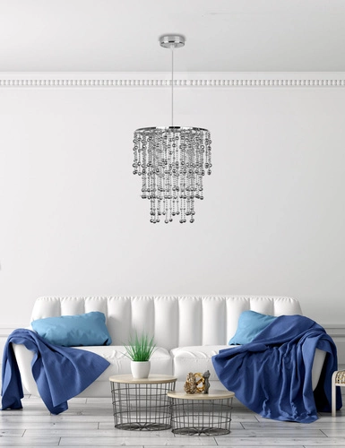 Lampa wisząca Roni 1x60W E27 abażur  chromowy