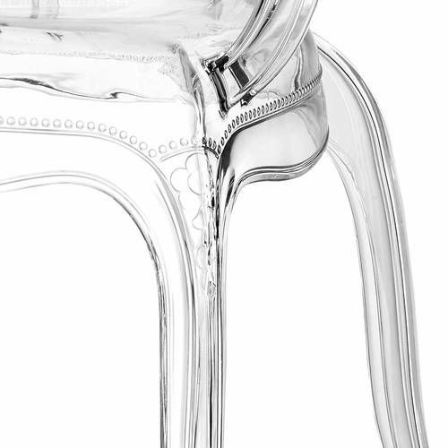 Krzesło transparentne Queen Arm Intesi glamour z podłokietnikami do salonu sztaplowane