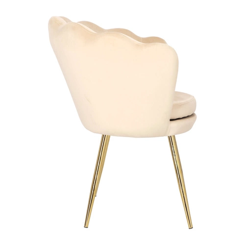 Krzesło tapicerowane welurowe Florencja Intesi beżowe glamour z podłokietnikami do jadalni