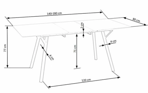 Stół rozkładany Gorbal nowoczesny szary do jadalni i salonu z czarnymi nogami 140-180 cm