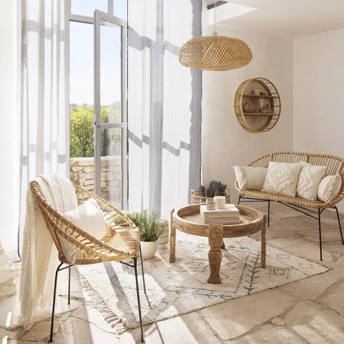 Lampa sufitowa bambusowa Beddy Atmosphera boho do salonu i jadalni nad stół 51 cm