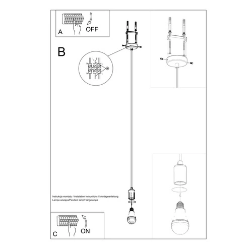 Lampa wisząca EDISON czarna nowoczesna pojedyncza do salonu i nad wyspę 106 cm