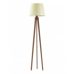 Lampa podłogowa drewniana Curacao Lysne nowoczesna z abażurem ecru do salonu 158 cm