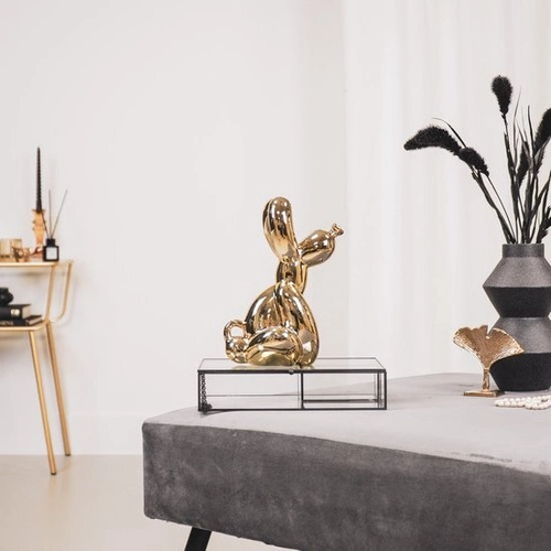 Figurka dekoracyjna pies balon złoty HV decor nowoczesna do salonu na komodę 24 cm