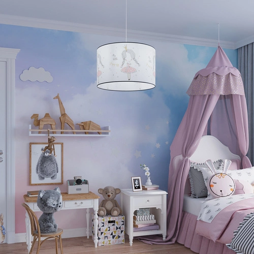 Lampa wisząca PRINCESS 30 nowoczesna z abażurem do pokoju dziecka bajkowa wielokolorowa