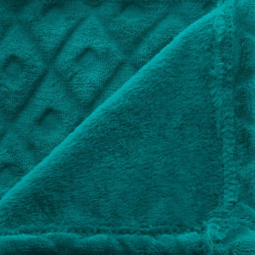 Narzuta na łóżko 3D Losange 180x230 cm niebieska nowoczesna flanelowa Atmosphera