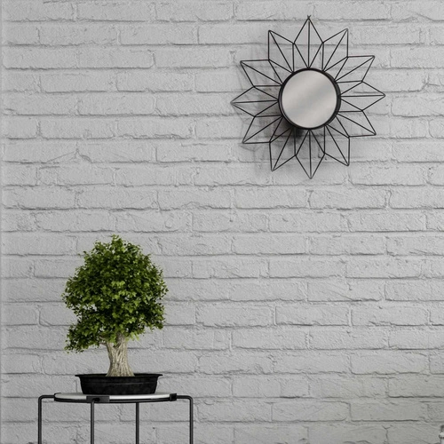 Lustro okrągłe Intesi Volant czarne industrialne na ścianę do przedpokoju 50 cm