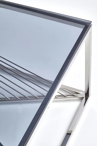 Stolik kawowy Infinity Intesi prostokątny szklany nowoczesny do salonu chrom dymiony 120x60