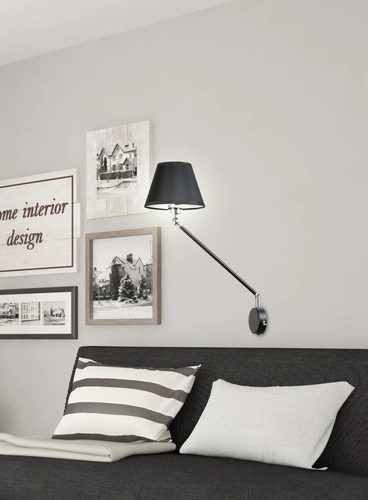 Kinkiet ścienny Filly czarny matowy z obrotowym ramieniem nowoczesny do salonu i sypialni