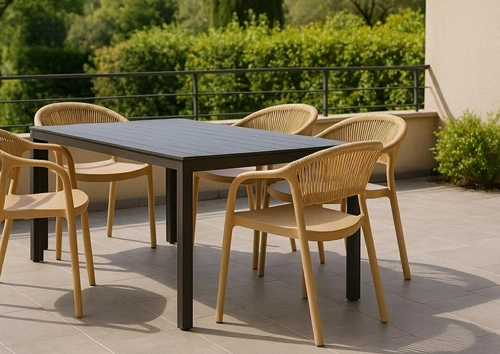 Krzesło Osma beżowe Intesi z polipropylenu boho sztaplowane łatwe czyszczenie