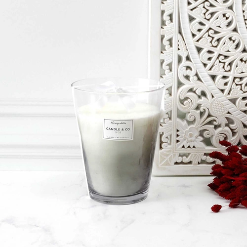 Świeca zapachowa bursztyn w szklanym szarym wazonie Intesi dekoracyjna na prezent