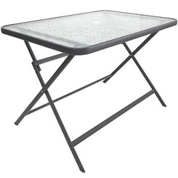 Stół ogrodowy szklany Formentera nowoczesny składany szary 110x75 cm na taras Intesi