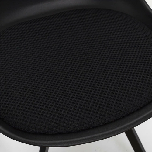 Krzesło tapicerowane Atom czarne do jadalni nowoczesne na metalowych nogach Intesi