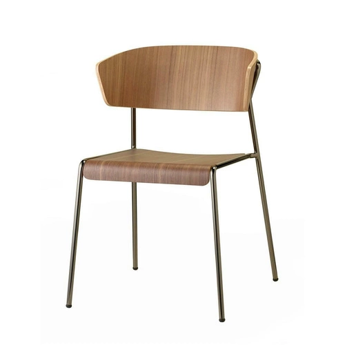 Krzesło drewniane Lisa SCAB Design do jadalni retro antracytowe orzech vintage na metalowych nogach