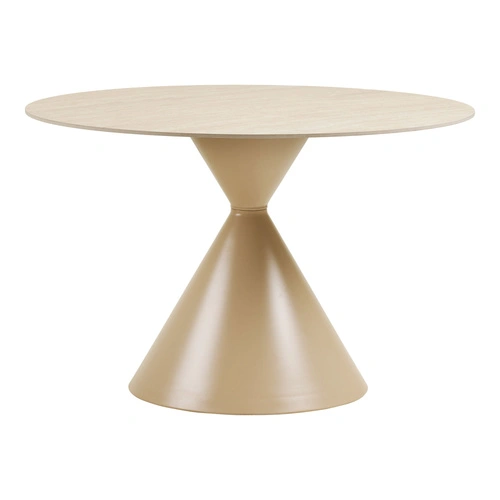 Stół okrągły Annecy 120 cm do jadalni nowoczesny trawertyn piaskowy