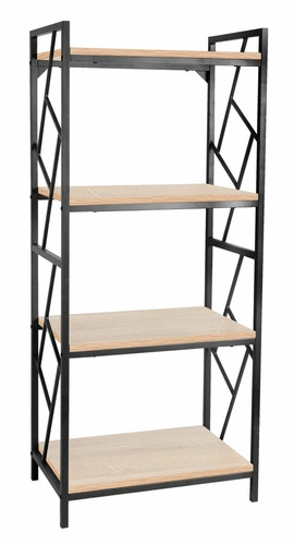 Regał na książki industrialny Abano dąb naturalny i czarny nowoczesny do salonu 60 cm Intesi