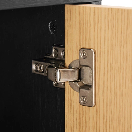 Komoda Clar 160 cm nowoczesna dąb i czarny z frontami w jodełkę na metalowych nogach do salonu