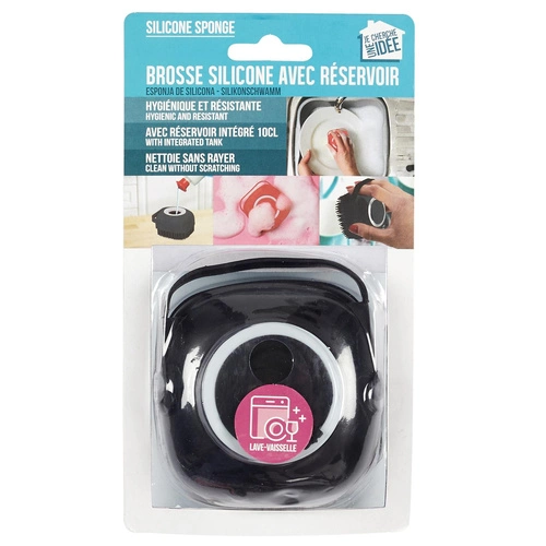 Intesi czarna szczotka do naczyń z pojemnikiem na płyn do naczyń do kuchni