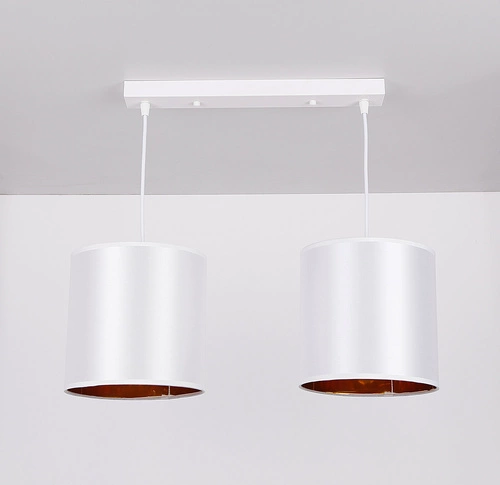 Nowoczesna lampa wisząca Atlanta biała z abażurem do salonu i jadalni regulowana