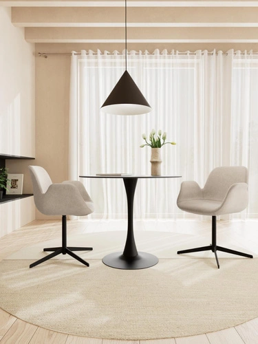 Krzesło Beth obrotowe do jadalni beżowe tapicerowane loft Actona