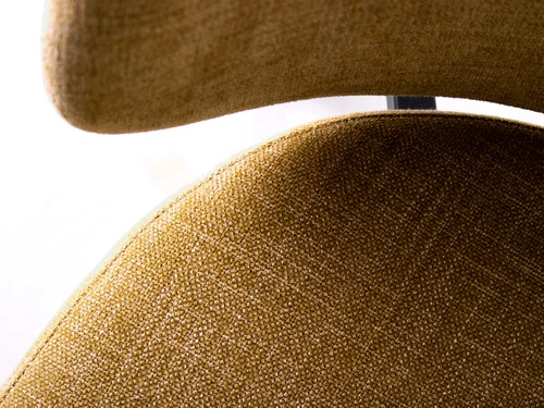 Krzesło tapicerowane Naws żółte nowoczesne do jadalni na czarnych metalowych nogach