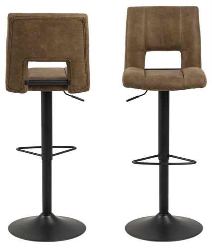 Hoker z oparciem Sylvia brązowy regulowany obrotowy nowoczesny do kuchni i jadalni Actona