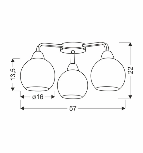 Nowoczesna lampa sufitowa Caldera czarna 3 klosze szklane do salonu i kuchni