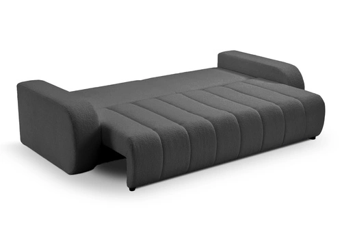 Sofa rozkładana Hobro 3 osobowa z funkcją spania do salonu szara nowoczesna z pojemnikiem