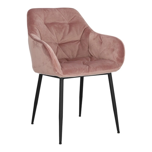 Krzesło tapicerowane Brooke Actona do jadalni różowe welurowe z podłokietnikami glamour