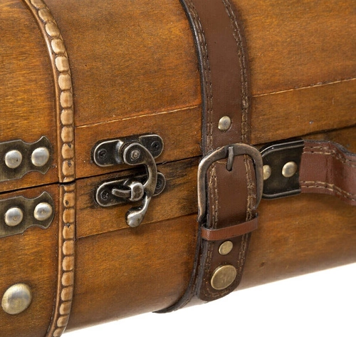 Zestaw dwóch pudełek dekoracyjnych Bruce vintage brązowe do salonu Atmosphera