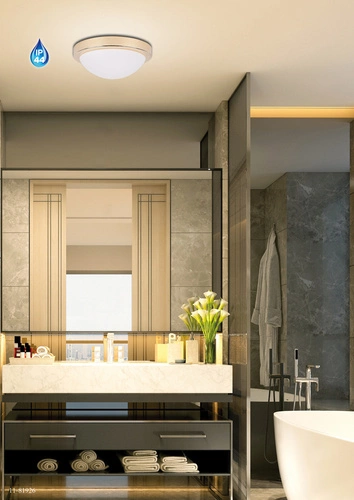 Plafon sufitowy Roda 28 złoty okrągły szklany nowoczesny do salonu i sypialni IP44