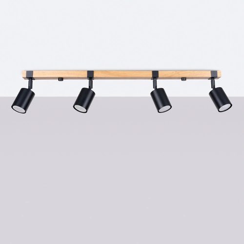 Plafon sufitowy FAGER 4L czarny skandynawski regulowany do salonu lub sypialni SOLLUX