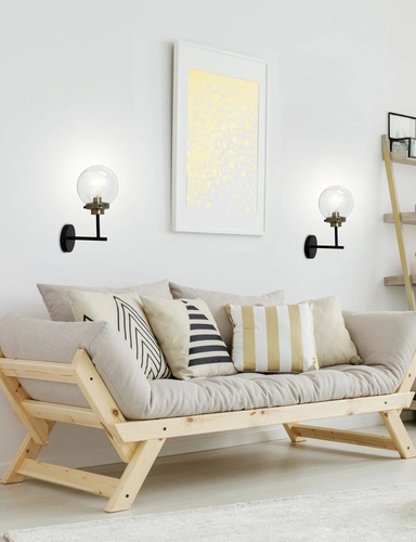 Kinkiet ścienny Lens nowoczesny czarny ze szkła do salonu i sypialni CANDELLUX