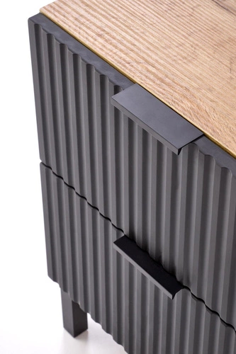 Szafka nocna Intesi Meunier 40 cm, loftowa, dąb craft/czarny, z szufladami