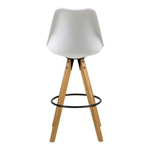 Hoker Dima Actona biały z oparciem, drewniane nogi, nowoczesny do kuchni i wyspy 75 cm