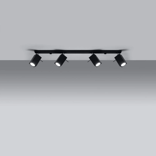 Plafon sufitowy Merida 4L czarny nowoczesny metalowy do salonu, kuchni lub jadalni Sollux