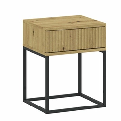 Szafka nocna Ida 40 cm w stylu boho i loftowym, dąb artisan z czarnymi szufladami, producent Intesi