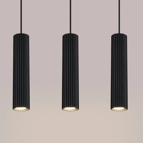 Lampa wisząca KARBON 3L czarna regulowana do salonu i jadalni nowoczesna aluminium
