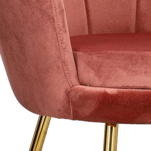 Krzesło welurowe muszelka Florencja Intesi różowe ze złotymi nogami do salonu i toaletki