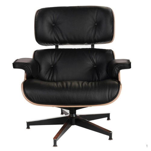 Fotel wypoczynkowy Vip skórzany czarny obrotowy nowoczesny do salonu inspirowany Lounge Chair