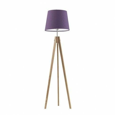 Lampa podłogowa ARUBA abażur fioletowy stelaż dębowy