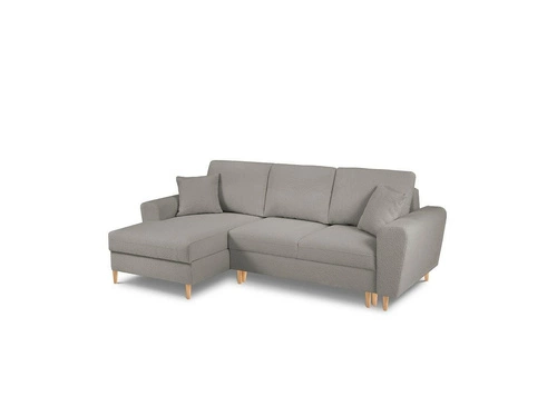 Narożnik z funkcją spania Moghan Grey Boucle Lewostronna kolor nóg naturalny
