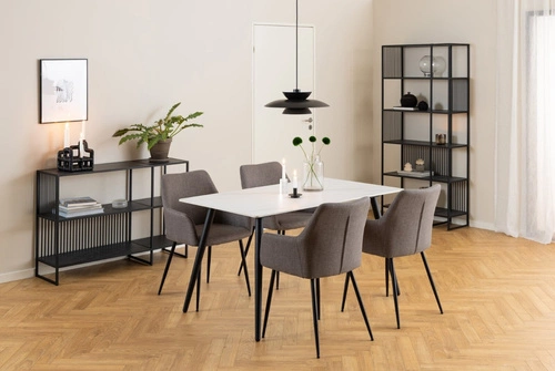 Regał na książki loftowy czarny metalowy Strington Actona 85 cm do salonu i jadalni