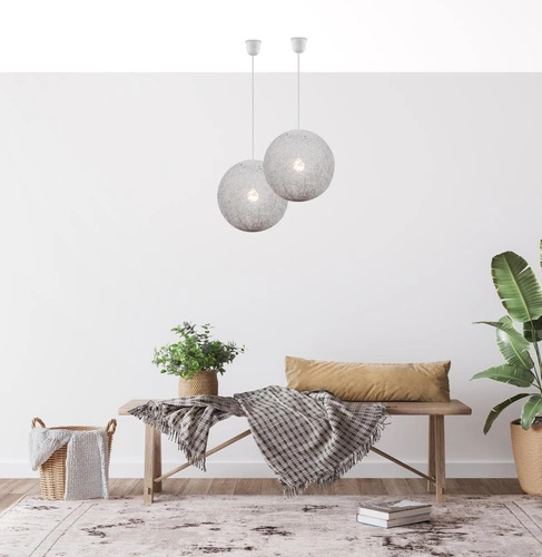 Lampa wisząca kula Caruba biała nowoczesna do salonu i jadalni CANDELLUX 30 cm