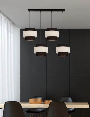 Lampa wisząca Benta czarny 4x40W E27 abażur czarny+kremowy