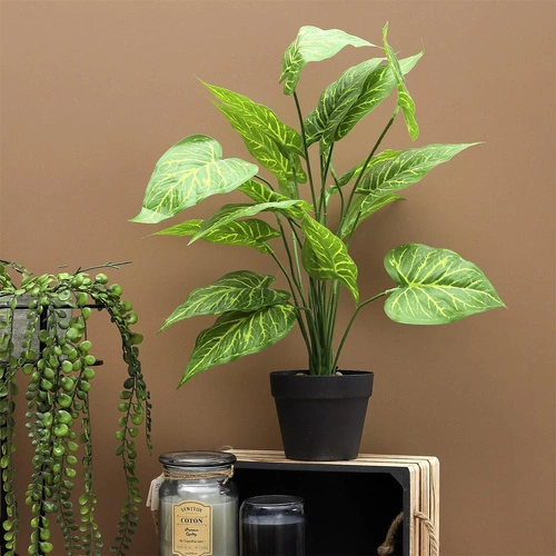 Sztuczna roślina Alocasia Intesi 55cm nowoczesna dekoracja do salonu i sypialni jak prawdziwa