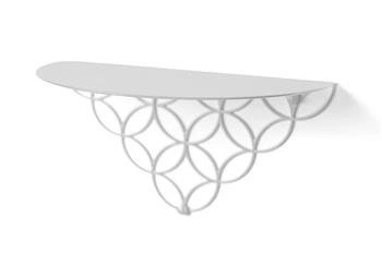 Biała nowoczesna półka ścienna metalowa Holo POLYHEDRA na książki do salonu 37 cm