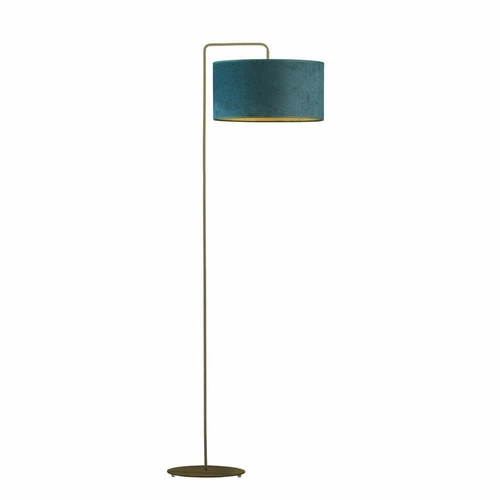 Lampa podłogowa do salonu BOLIVIA GOLD zielona welurowa nowoczesna glamour z abażurem Lysne