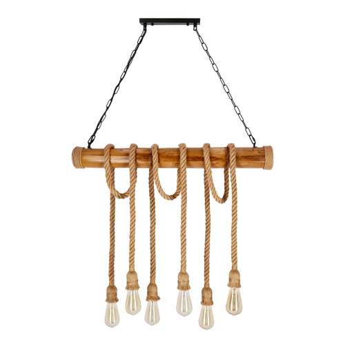 Lampa wisząca Vint drewniana 6-punktowa do salonu i jadalni nowoczesna CANDELLUX